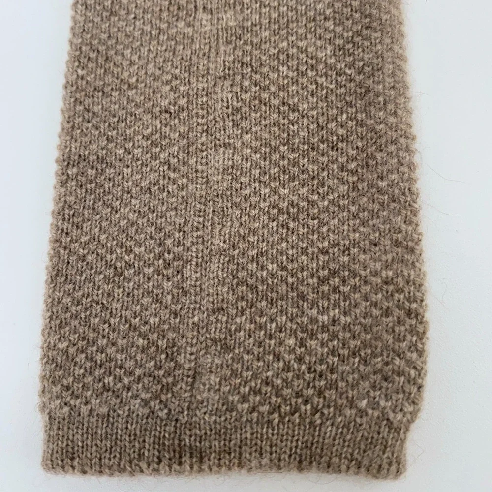 Eton Tie Mens Cashmere Knitted Skinny Slim Beige One Size Necktie Italy Made NWT